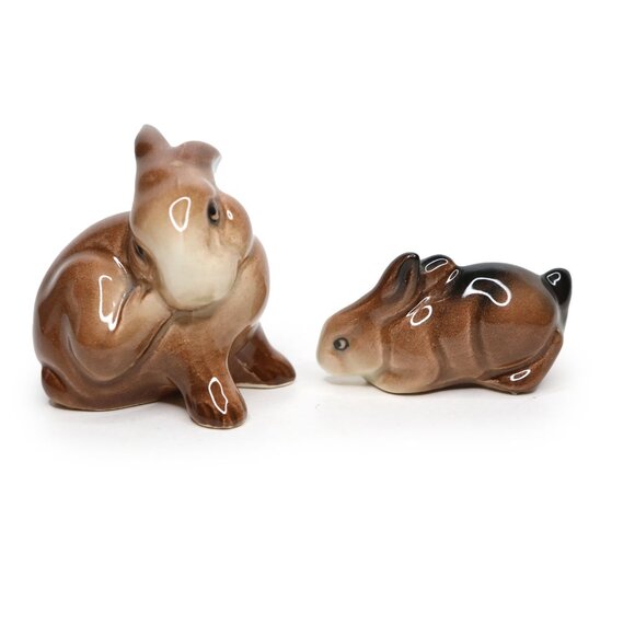 Vintage Beswick England Brown Rabbit Bunny Figurine Pair - Wildlife Collection - Picture 8 of 8